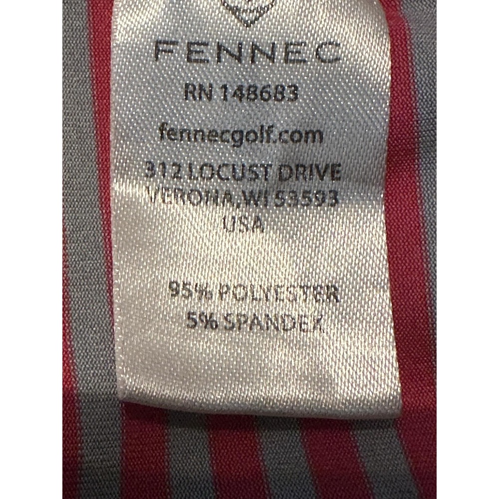 Fennec Golf Polo Shirt Mens 2XL Pink Gray Stripe Stretch Jersey Short Sleeve - Picture 7 of 8